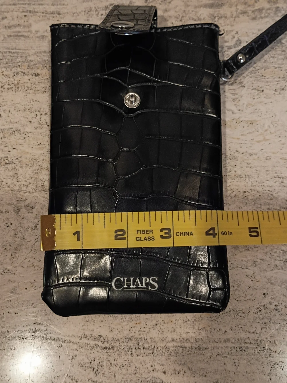 Chaps Black Croc-Embossed Tote with Matching Wristlet